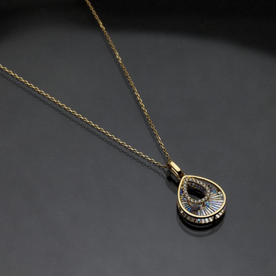 k18 ティアドロップ ダイヤモンド ネックレス ダイヤ 0.04ct つゆ型 ツユ ホログラム風 ペンダントトップ レディース 数量限定 プレゼント ギフト ジュエリー puの画像
