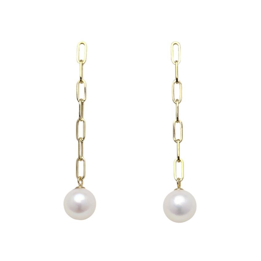 k18 パール ピアス ペーパークリップ 7コマ 18金 18k イエローゴールド 