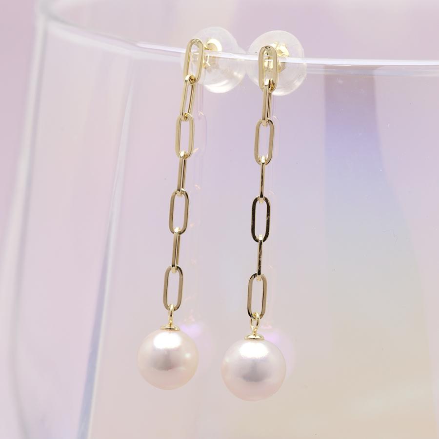 k18 パール ピアス ペーパークリップ 7コマ 18金 18k イエローゴールド 