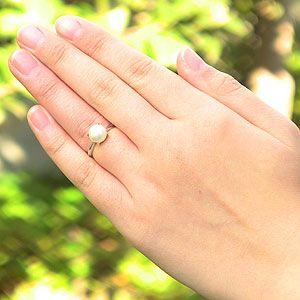 パールリング 普段使い パール リング k18 18金 指輪 オーロラ 花珠 
