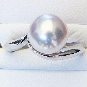 本真珠　あこや真珠リング　4連パールリング　ブルー水色虹色L1081 本真珠 あこや真珠リング 4連パールリング ブルー水色虹色L1081