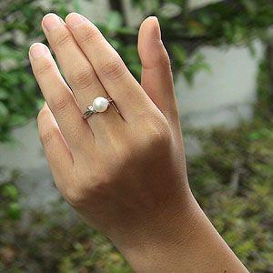パール リング k18 18金 真珠 あこや本真珠 ダイヤモンド 0.03ct