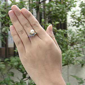 パールリング 普段使い パール リング k18 k18 18金 あこや真珠 ダイヤモンド ホワイトゴールド 9mm 6月誕生石 冠婚葬祭 プレゼント ギフト 自分買い pu_2