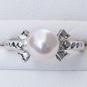 K18 ホワイトゴールド　パール　ダイヤ　リング　指輪 k18 パール リング 普段使い 真珠指輪 18k 18金 ホワイトゴールド