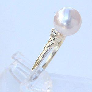 パール リング k18 18金 あこや真珠 ダイヤモンド イエローゴールド ピンクホワイト系 8mm の指輪 冠婚葬祭 保証書付 送料無料 プレゼント ギフト pu