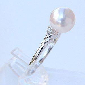 パール リング k18 18金 あこや真珠 ダイヤモンド イエローゴールド ピンクホワイト系 8mm の指輪 冠婚葬祭 保証書付 送料無料 プレゼント ギフト puの画像