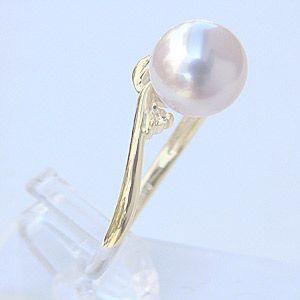 パール リング k18 18金 あこや真珠 ダイヤモンド ピンクゴールド ピンクホワイト系 7mm 指輪 冠婚葬祭 保証書付 送料無料 プレゼント ギフト 自分買い puの画像