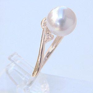 パール リング k18 18金 あこや真珠 ダイヤモンド イエローゴールド ピンクホワイト系 7mm 指輪 冠婚葬祭 保証書付 送料無料 プレゼント ご褒美 自分買い puの画像
