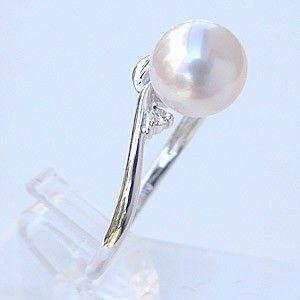 パール リング k18 18金 あこや真珠 ダイヤモンド ホワイトゴールド ピンクホワイト系 7mm 指輪 冠婚葬祭 保証書付 送料無料 プレゼント ご褒美 自分買い puの画像