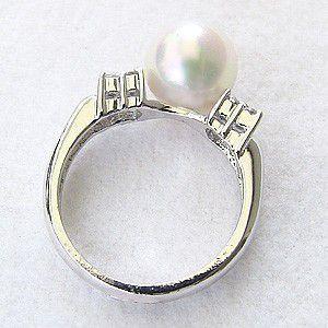 プラチナpt900リング　アコヤ真珠　ダイヤ　9号 6.4 g オーロラ 花珠 真珠 アコヤ リング ダイヤモンド レディース 指輪