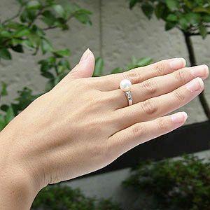 パールリング 普段使い パール リング レディース あこや真珠 ダイヤモンド k10 ホワイトゴールド 冠婚葬祭 送料無料 プレゼント ギフト ご褒美 自分買い puの画像