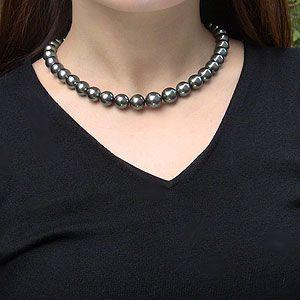 真珠 ネックレス パールネックレス パール タヒチ黒蝶真珠 10