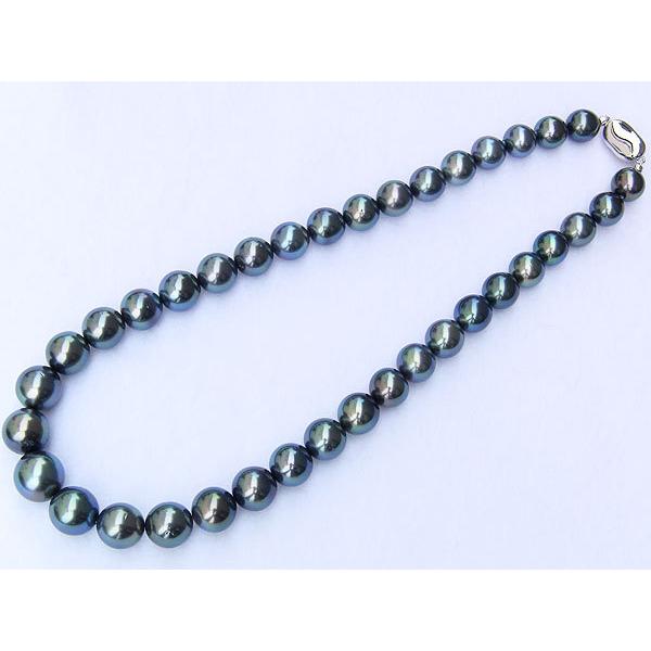 黒蝶真珠　パールネックレス　南洋真珠　タヒチパール　シルバー留め具 真珠 ネックレス パールネックレス パール タヒチ黒蝶真珠 10-12mm