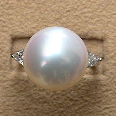 パール 指輪 真珠 リング 南洋白蝶真珠 13mm 18金 k18 ホワイト