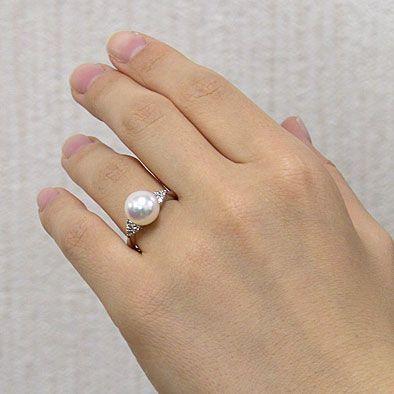 パールリング 普段使い パール リング k18 18金 オーロラ 花珠真珠