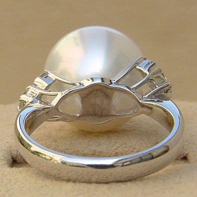 パール 指輪 真珠 リング 南洋白蝶真珠 ホワイト系 13mmt プラチナ