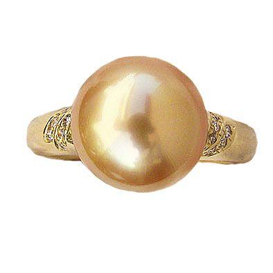 パール 指輪 真珠 リング 南洋白蝶真珠 ゴールド系 11mm 18金 k18