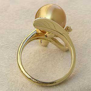 パール 指輪 真珠 リング 南洋白蝶真珠 ゴールド系 11mm 18金 k18