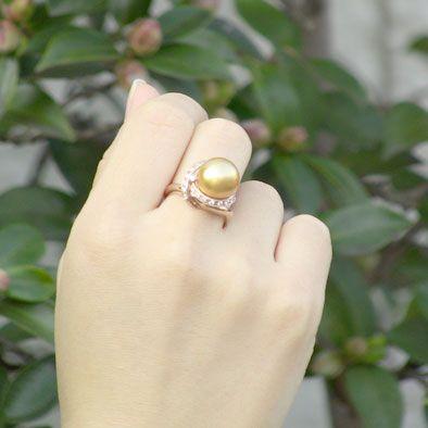 パール 指輪 真珠 リング 南洋白蝶真珠 11mm 18金 k18 ピンクゴールド