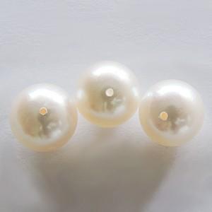 パールルース 真珠ルース 本真珠 パール 9mm 両穴 貫通穴 パーツ 材料 丸玉 ハンドメイド用 手芸用 10珠セット 手作りクラフト プレゼント ギフトの画像