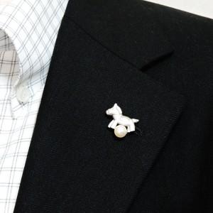 馬 ブローチ 午 ウマ 干支 ホース パール 真珠 ピンズ ラペルピン ピン