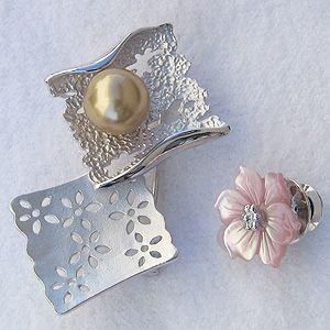 ブローチ 花 パール 真珠 ピンブローチ 南洋白蝶真珠 ゴールド系 10mm ピンク貝 フラワー 花モチーフ シルバー 送料無料 プレゼント ギフト 自分買い puの画像