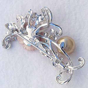 ブローチ 花 パール 真珠 南洋白蝶真珠 ゴールド系 直径10mm ピンク貝 フラワー 花モチーフ シルバー 送料無料 フォーマル プレゼント ギフト 自分買い puの画像