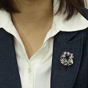 ブローチ 花 パール 真珠 3WAY ピンブローチ たひち黒蝶真珠 グリーン