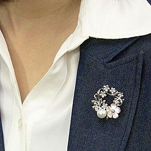 ブローチ 花 パール 真珠 3WAY ピンブローチ 南洋白蝶真珠 ホワイト系 直径10mm ピンク貝 花モチーフ シルバー 送料無料 プレゼント ギフト 自分買い puの画像