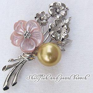 ブローチ 花 パールブローチ 真珠ブローチ パール 真珠 3WAY ピンブローチ 南洋白蝶真珠 ピンク貝 花モチーフ フォーマル プレゼント ギフト 自分買い puの画像