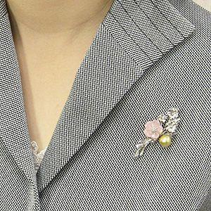 ブローチ 花 パールブローチ 真珠ブローチ パール 真珠 3WAY ピンブローチ 南洋白蝶真珠 ピンク貝 花モチーフ フォーマル プレゼント ギフト 自分買い puの画像