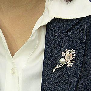 ブローチ 花 パール 真珠 南洋白蝶真珠 ホワイト系 直径10mm ピンク貝 フラワー 花モチーフ シルバー 送料無料 フォーマル プレゼント ギフト 自分買い puの画像