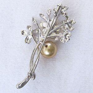 ブローチ 花 パール 真珠 南洋白蝶真珠 ゴールド系 直径10mm 白蝶貝 フラワー 花モチーフ シルバー 送料無料 フォーマル プレゼント ギフト 自分買い puの画像