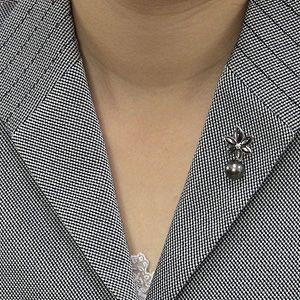 ブローチ 真珠ブローチ パールブローチ パール 真珠 ピンブローチ ブラックパール タヒチ黒蝶真珠 黒蝶貝 フラワー 花モチーフ プレゼント ギフト puの画像