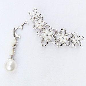 ブローチ 花 真珠パールブローチペンダント 南洋白蝶真珠 ホワイト系 10mm 白蝶貝 花モチーフ パール真珠 送料無料 プレゼント ギフト ご褒美 自分買い puの画像