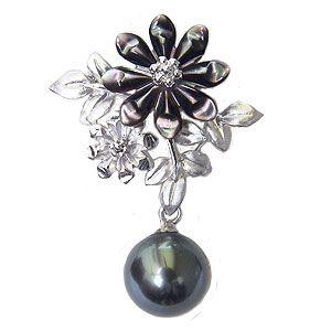 ブローチ 花 真珠パール パールブローチ ピンズ タヒチ黒蝶真珠 8mm 黒蝶貝 花 パール真珠 送料無料 フォーマル 人気 プレゼント ギフト ご褒美 自分買い