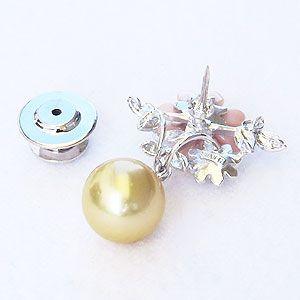 パール ブローチ 真珠ブローチ ピンズ 南洋白蝶真珠 10mm ピンク貝 花 ゴールデンパール 真珠 送料無料 フォーマル プレゼント ギフト ご褒美 自分買い puの画像