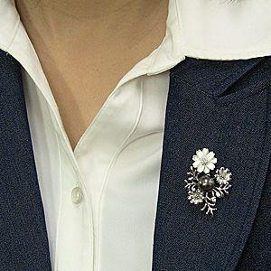 ブローチ 花 パール 真珠 ブローチ たひち黒蝶真珠 ブラックパール グリーン系 白蝶貝 花モチーフ 送料無料 フォーマル プレゼント ギフト 自分買い puの画像
