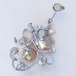 ブローチ 花 パール 真珠 大粒 ペンダント 南洋白蝶真珠 ゴールド系 10mm ピンク貝 花 シルバー 送料無料 コサージュ プレゼント ギフト ご褒美 自分買い puの画像