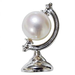 ピンズ ブローチ ラペルピン 地球儀 真珠 あこや本真珠 8mm アコヤ真珠 パールブローチ シルバー レディース 送料無料 プレゼント ギフト ご褒美 自分買い