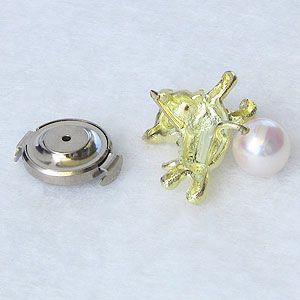 ブローチ 真珠 犬 パール あこや本真珠 k18 ゴールド ピンブローチ