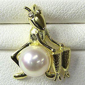 パール 真珠 ピンブローチ ラペルピン あこや本真珠 k18 ゴールド 7mm