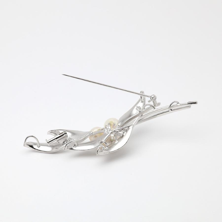パール ブローチ 真珠 フォーマル 植物モチーフ ホワイト系パール