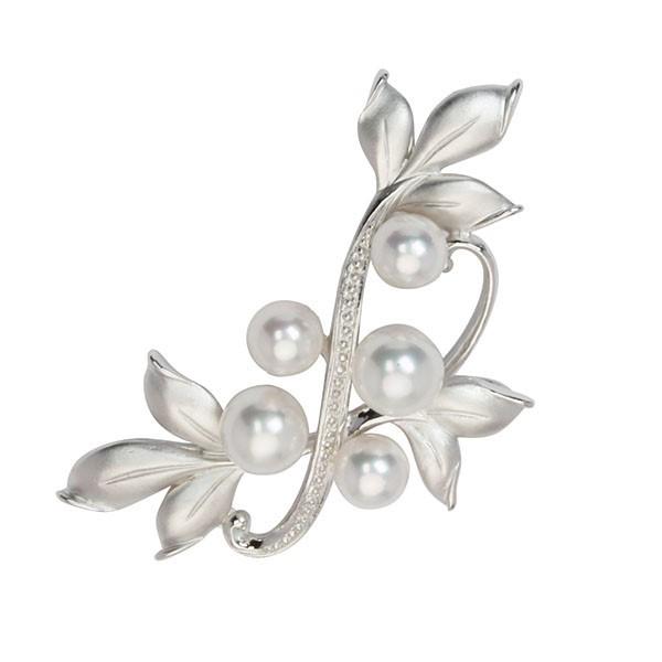 本真珠　ブローチ　SILVER パール ブローチ 真珠ブローチ フォーマル 本真珠 アコヤ シルバー