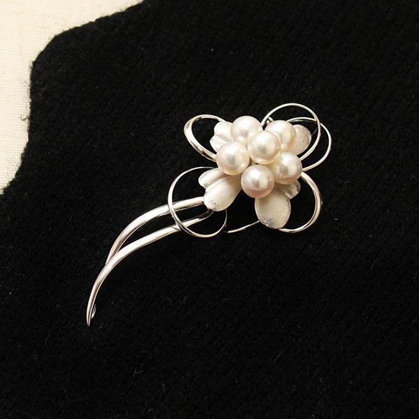 アコヤパール SILVER 本真珠 ブローチ パール ブローチ 真珠ブローチ フォーマル 本真珠 アコヤ