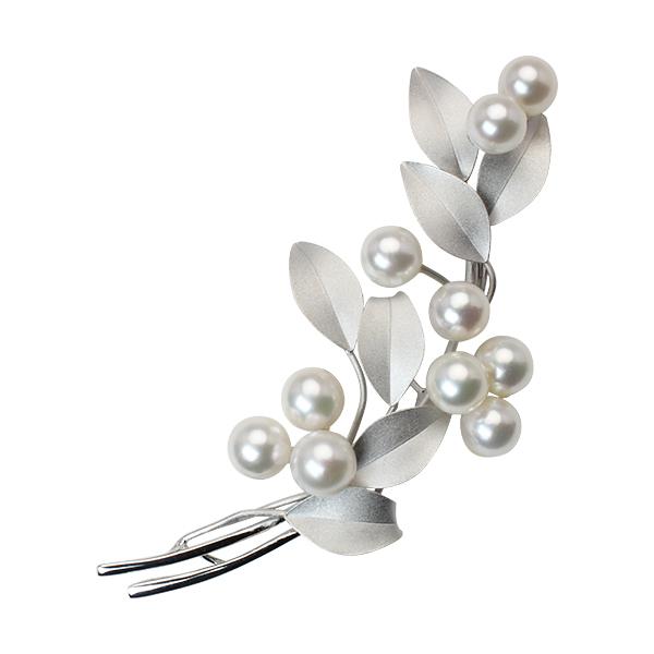 パール ブローチ フォーマル 真珠ブローチ コサージュ 本真珠 あこや
