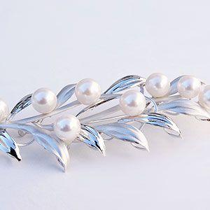 パール ブローチ パールブローチ フォーマル 花 真珠 あこや本真珠 8mm アコヤ真珠 葉 リーフ 式典 卒送料無料 フォーマル プレゼント ギフト 自分買い puの画像