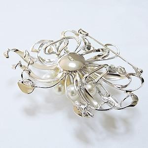 パール ブローチ パールブローチ フォーマル真珠 花 コサージュ 帯留め