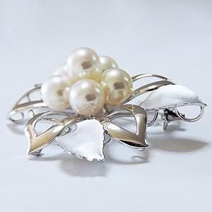 パール ブローチ パールブローチ 花 コサージュ 真珠 あこや本真珠 8mm