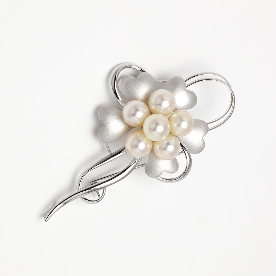 パール ブローチ フォーマル 花 フラワー 本真珠 あこや アコヤ 7mm